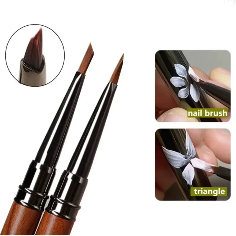 Wood Handle Nail Art Brush with Extended Bristles, Protective Metal Cap and PVC Storage Tube for Gel Application, Shaping and DIY Manicure