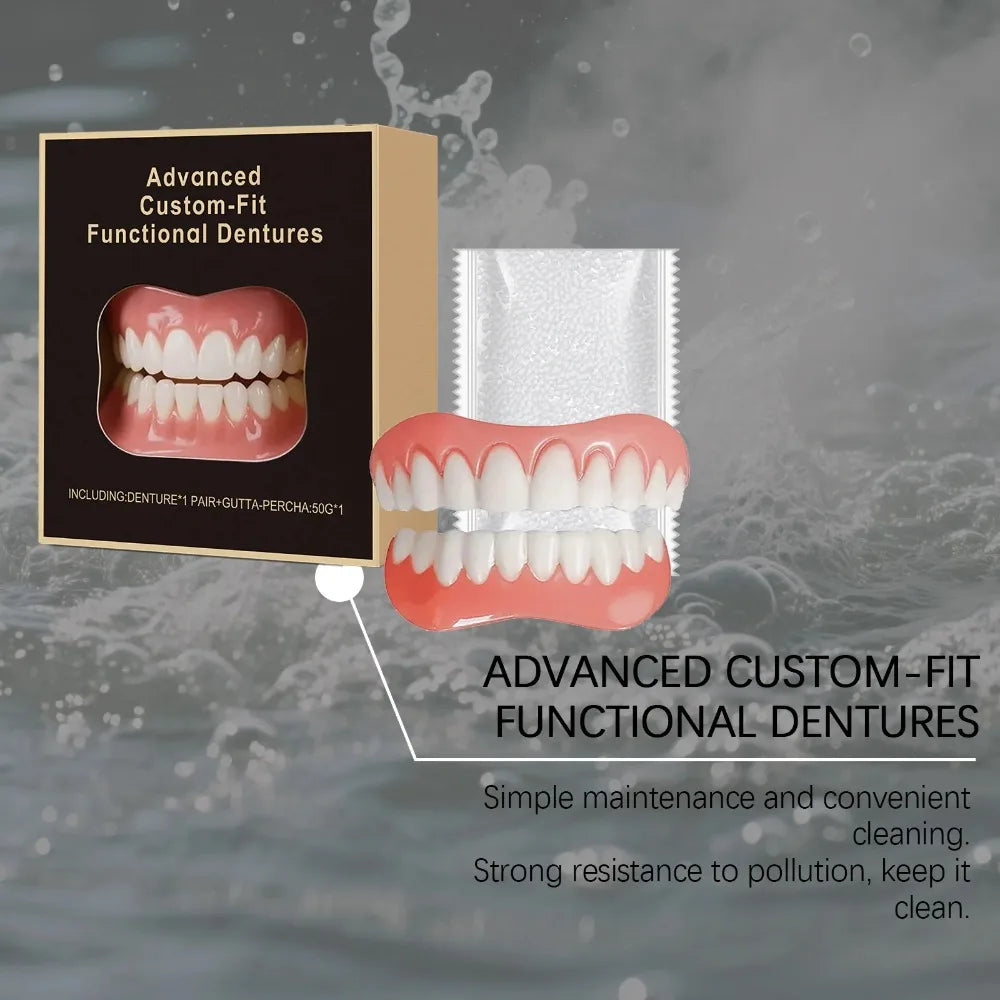 Boxed False Teeth Kit, Denture-Style Upper and Lower Cover Listing with 1, 2 or 3 Set Options for Adults Requiring Professional Dental Fit Review
