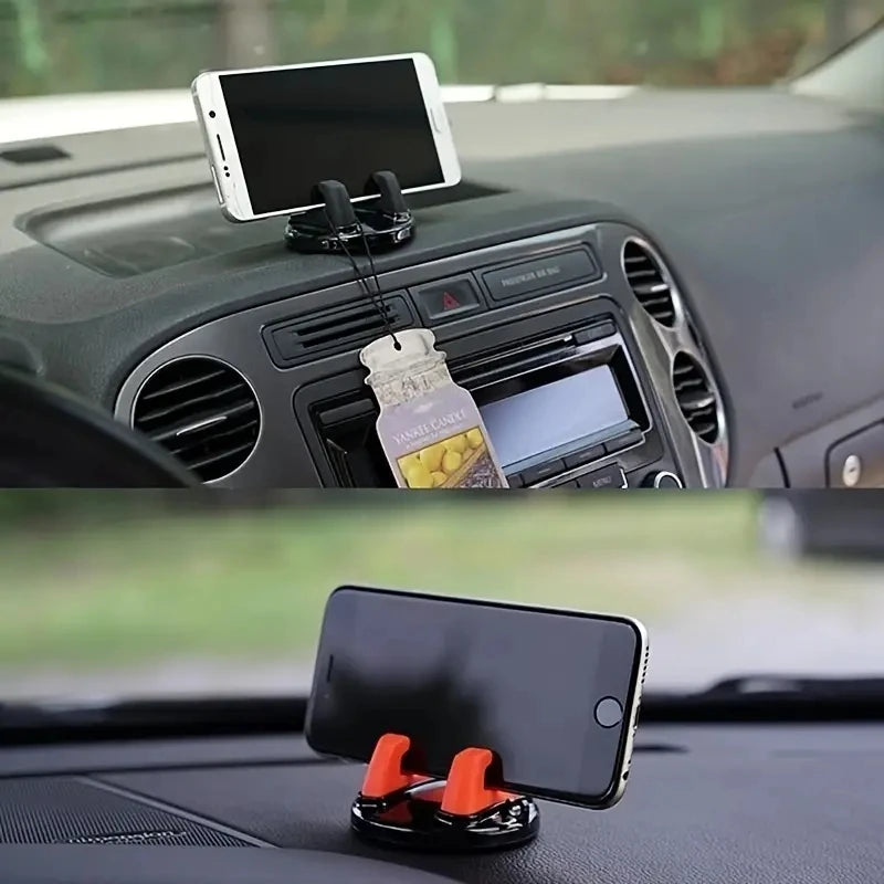 Car Phone Navigation Holder, 360° Rotating Mobile Phone Bracket with Listed Non-Slip Design, Black or Red Options for Compatible Vehicle Phone Positioning
