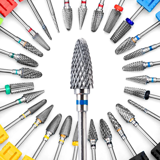 Rotary Nail Drill Bit for Electric Manicure and Pedicure Tools, Single-Piece Milling Burr with Numbered Tungsten and Ceramic Options
