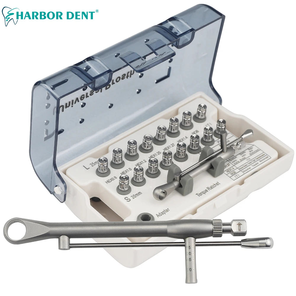 Dental Implant Torque Wrench Kit, Listed 10-70 Ncm Ratchet and Screwdriver Tools for Professional Prosthetic Work with A, B and C Options