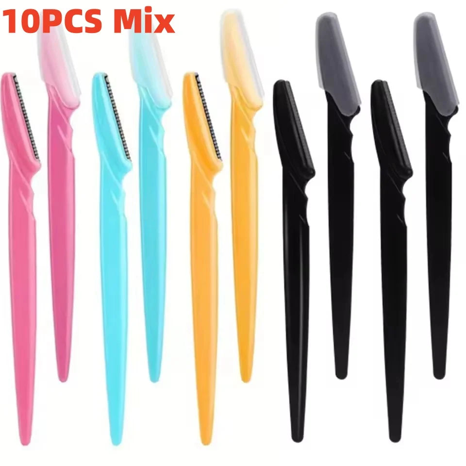 Eyebrow and Face Razors, Black or Multicolor 5, 10, 30 and 40-Piece Grooming Packs with Protective Cover Reference for Adult Women and Men