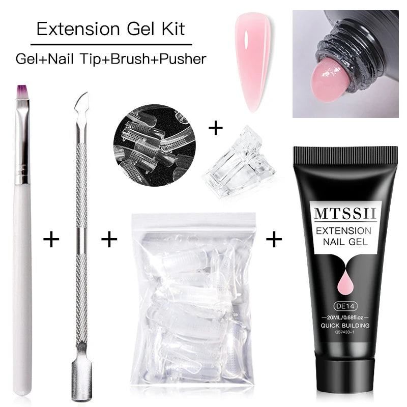 Poly Nail Extension Gel Set by Mtssii, Listed 5-Piece 20ml UV LED Curing Gel with Eight Coded Options for Adult Nail Sculpting and Manicure Designs