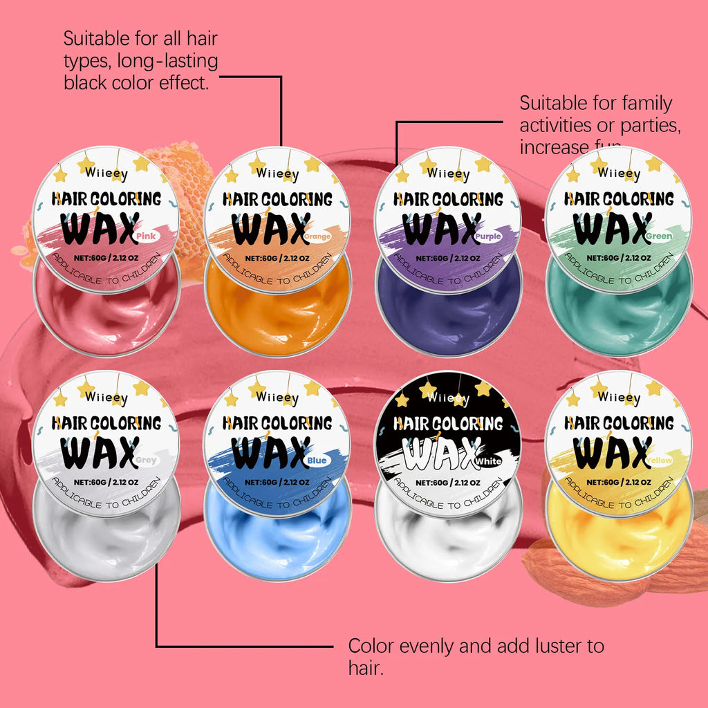 Temporary Hair Color Cream, 60g Boxed Styling Color in Eight Individual Shades for Creative Hairstyles, Costume Parties and At-Home Hair Makeup