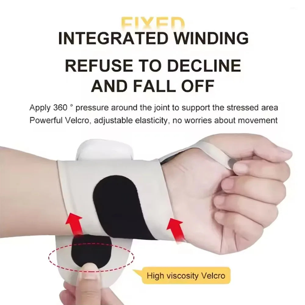 Compression and Vibration Wrist Massager with Five Listed Compression Levels and Three Vibration Levels, White or Light Blue USB Type-C Device for Adult Relaxation