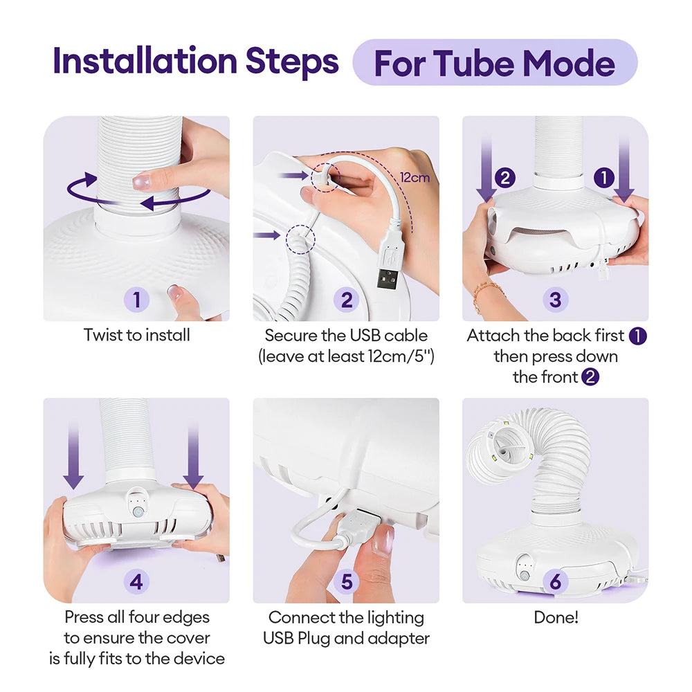 Extendable Tube Nail Dust Collector with LED Light, Three Speed Settings and Two Filters, Grey Plug-In Manicure Vacuum with US, EU or UK Plug Options