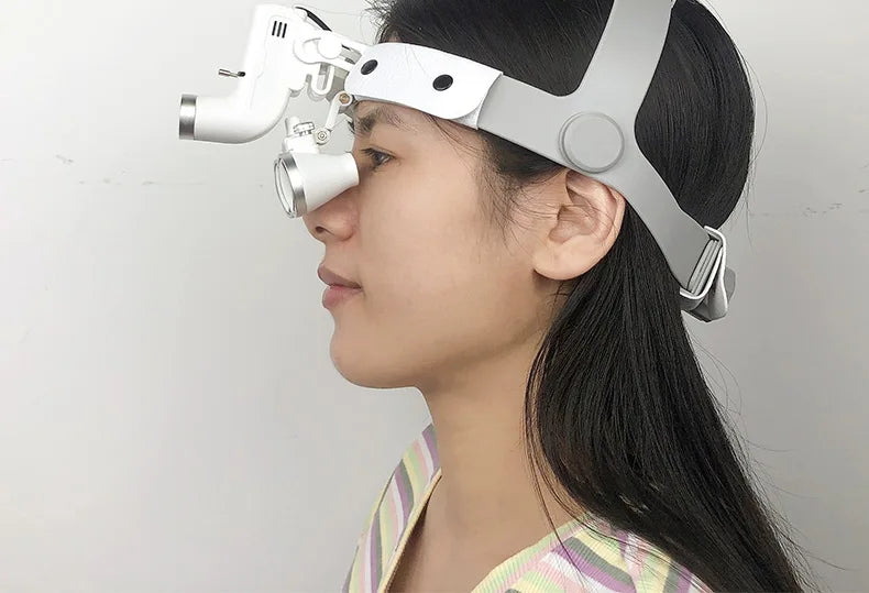 Dental Loupes with LED Headlight, 2.5X or 3.5X Binocular Magnifier with Listed 5W Light, Adjustable Brightness and Spot, US or EU Plug Options