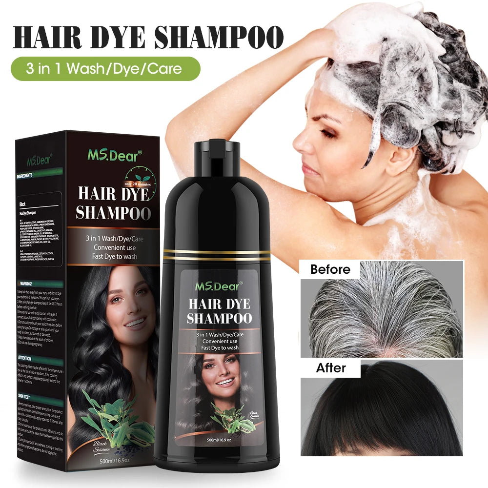 Black Hair Dye Shampoo for Adult Gray Coverage, Listed 500ml Options for Men and Women Seeking At-Home Black Hair Color with Shampoo-Style Application