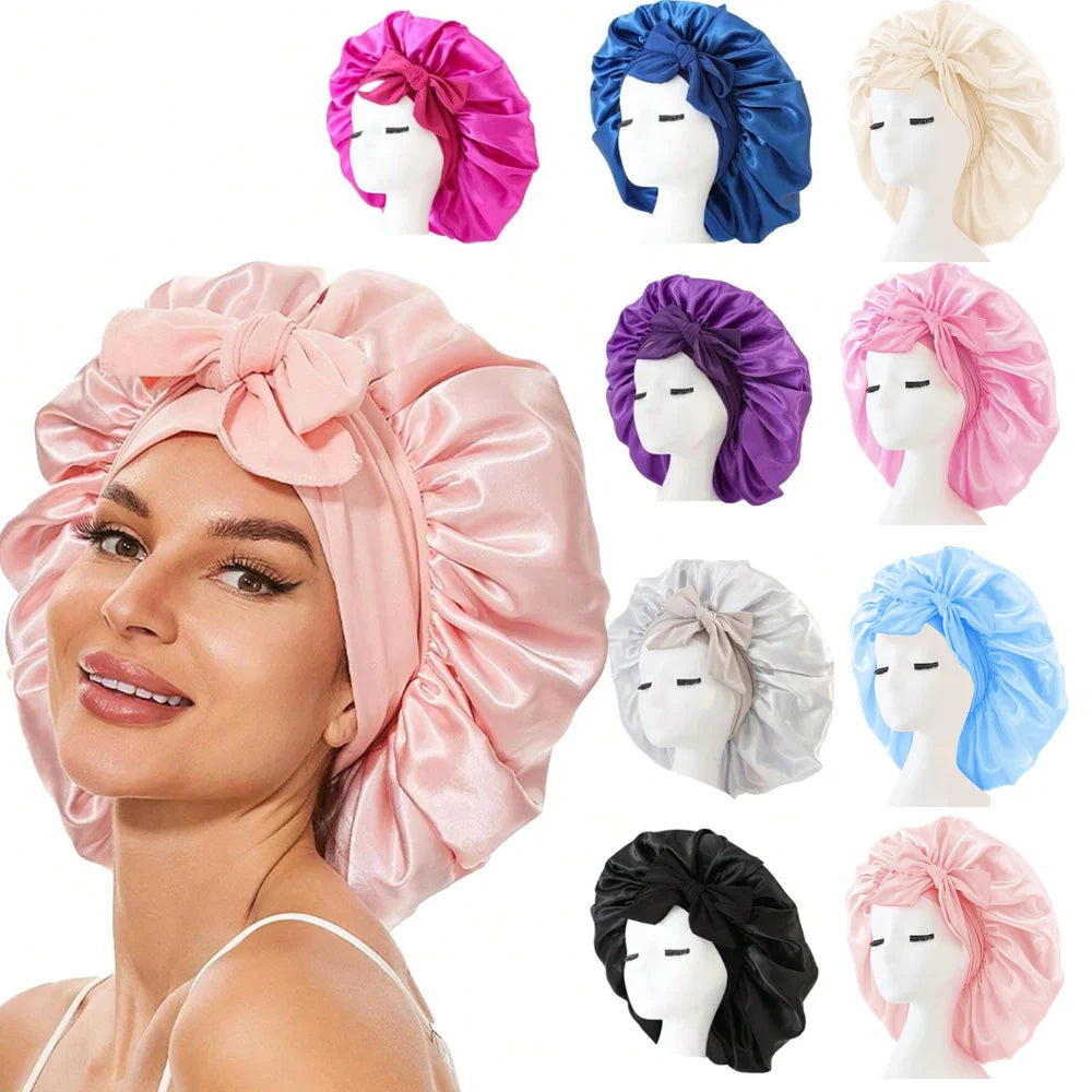 Adjustable Satin Bonnet for Sleeping with Tie Band, Unisex Hair Wrap for Women and Men in 16 Colors for Nighttime Hair Care Routines