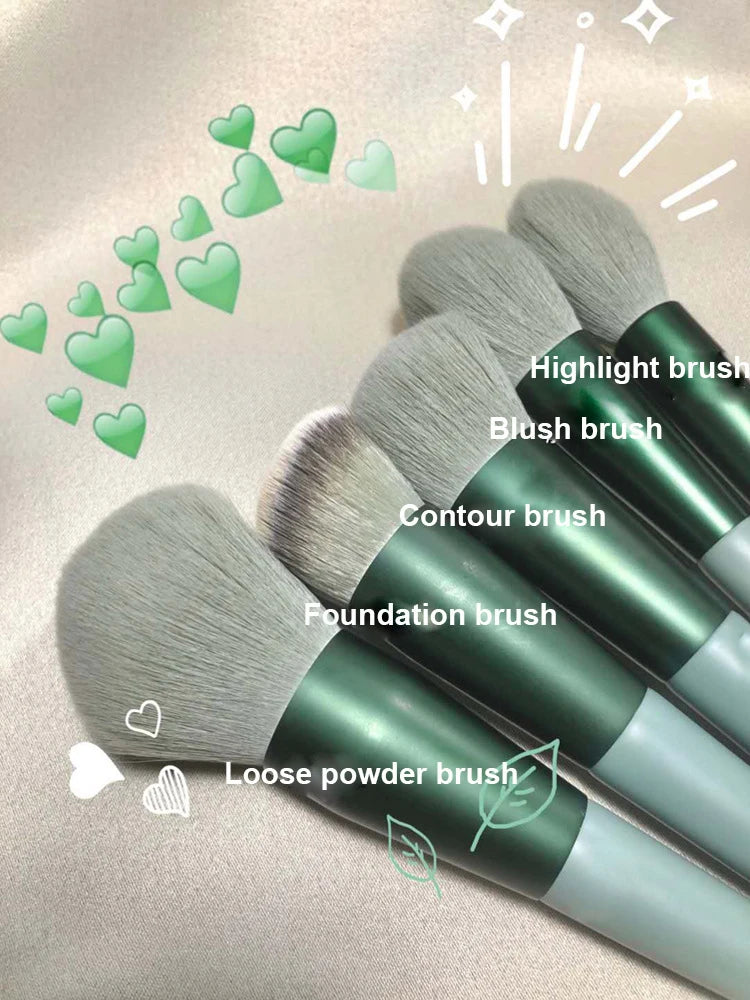 Synthetic Makeup Brush Set with Soft Fibers, Plastic Handles and Aluminum Ferrules, Color Choices and Select Bag Options for Foundation, Eyeshadow and Blush