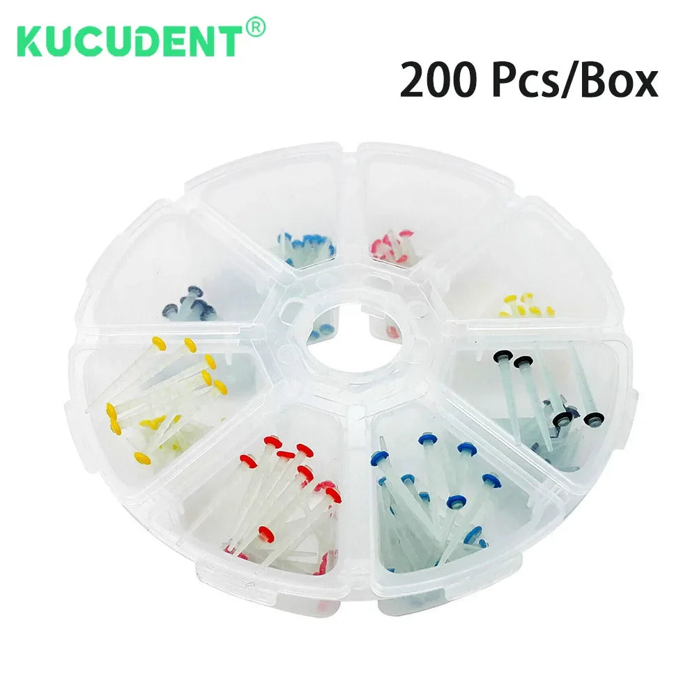 200 Pcs Dental Fiber Post Glass Quartz Straight Screw Teeth Restorative Materials Mixed 1.2 1.4 1.6 1.8mm Endo Root Canal Pile