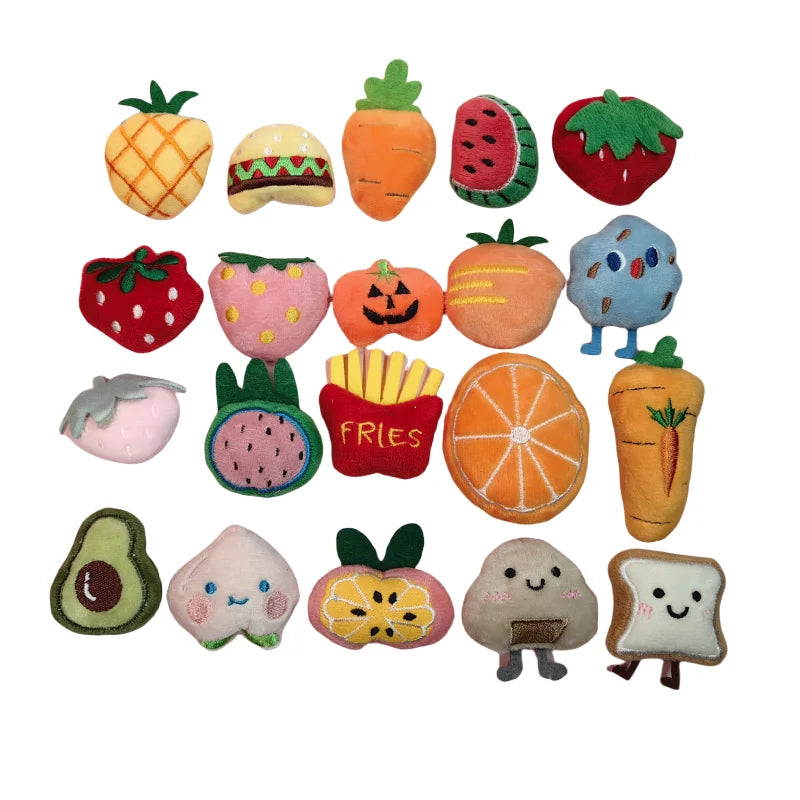 Mini Catnip Plush Cat Toys in Random Assortment Packs, 10, 15, 20, 30, 50 or 100 Pieces with Built-In Catmint Wording for Supervised Indoor Pet Play