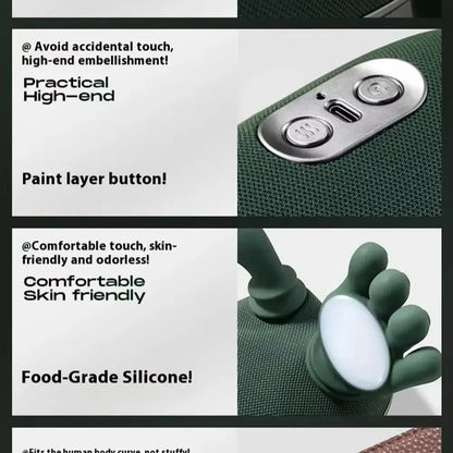 Green Rechargeable Neck and Shoulder Massager with Hands-Free Shawl Design, 3 Kneading Modes, USB Type-C Charging and 10-Minute Timer
