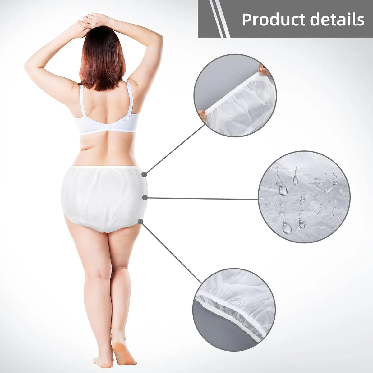Adult Waterproof Diaper Covers 2-Pack, Reusable Easy-to-Clean TPU Personal Care Overpants in Clear or White with XS to XL Size Options