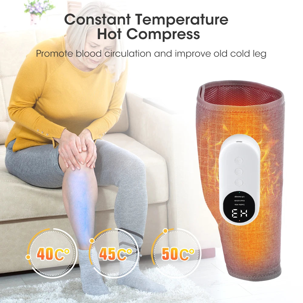 Heated Calf Compression Massager with Three Heat Settings, Three Massage Modes and Intensities, 2000mAh Battery and USB-C Charging in Single or Pair Options