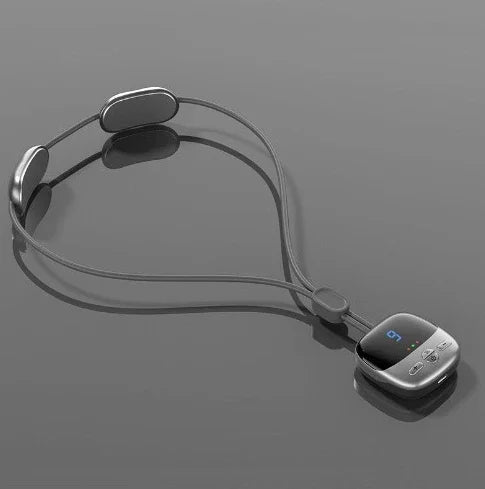 Pendant-Style Heated Neck Massager with Four Low-Frequency Modes, 15 Intensity Levels, Three Heat Settings and LED Display in Gray or Red