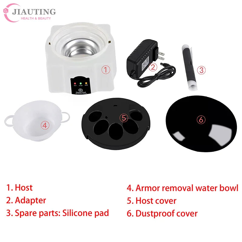 Electric Steam Nail Polish Remover with Listed 36W Power and 12V 3A Rating, PP Body, Silicone Pad, Remover Bowl and Two Covers, Four Plug Options