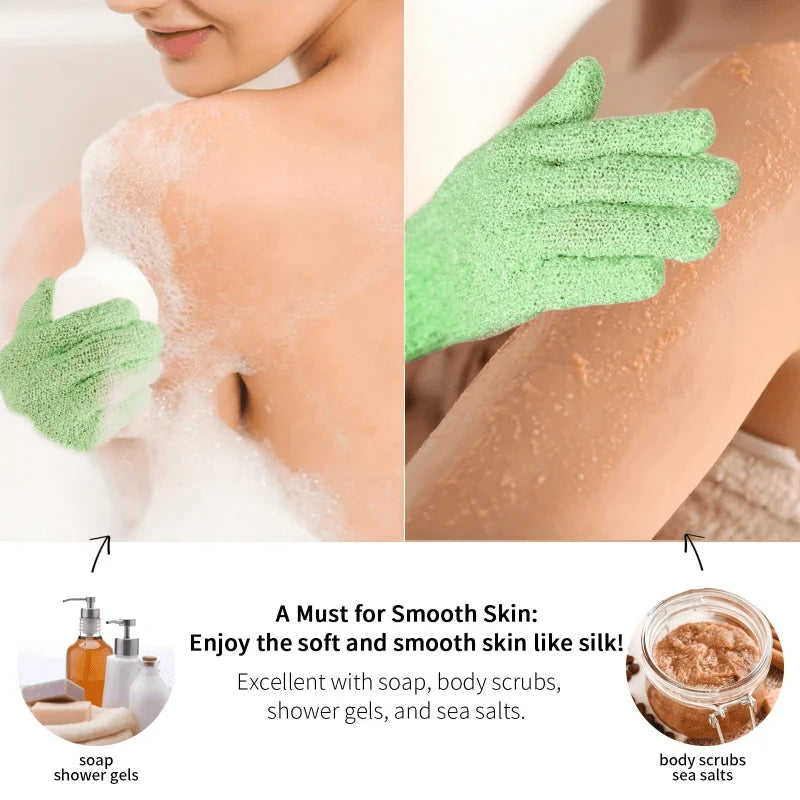 Exfoliating Bath Gloves, Double-Sided Body Scrubbing Accessories in Random Colors with 1, 3, 5 or 10 Individual Pieces for Adult Shower and At-Home Spa Routines