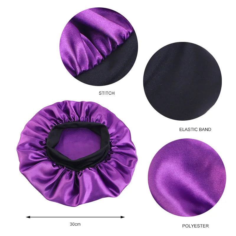Long Tail Durag with Satin Bonnet and Dome Cap References, Polyester Adult One-Size Headwear in Seven Colors with Three-Piece Lot Wording for Unisex Styling