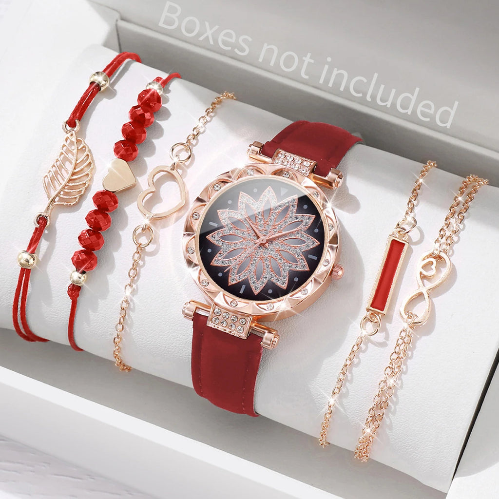 Women's Heart Dial Quartz Watch with Leaf Bracelet Set Reference, Eight No-Box Style Options and Listed 33mm Case for Casual Outfits and Fashion Gifts