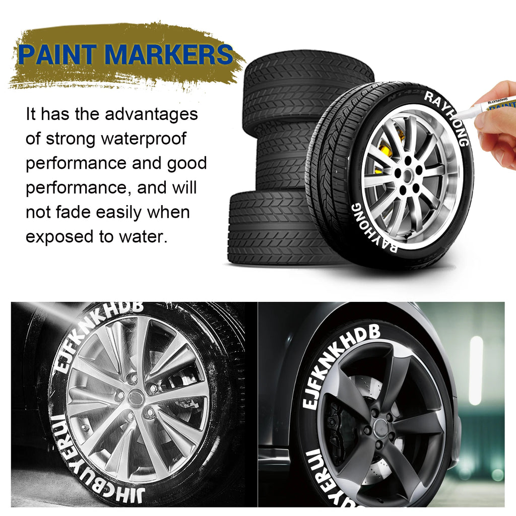 White Tire Lettering Paint Pens, Oil-Based Fine Round Tip Markers with Three Pens per Box, 1Box, 3Box or 5Box Options for Compatible Automotive Detailing