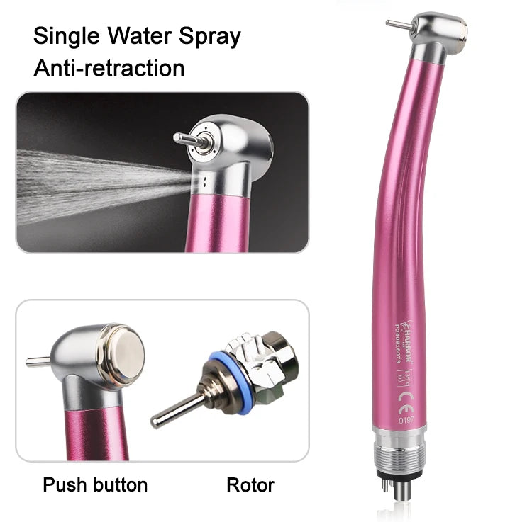 Dental Handpiece Set, 4-Piece High and Low Speed Air Turbine Kit with Straight Handpiece, Contra Angle and Air Motor, 2 or 4 Hole Options