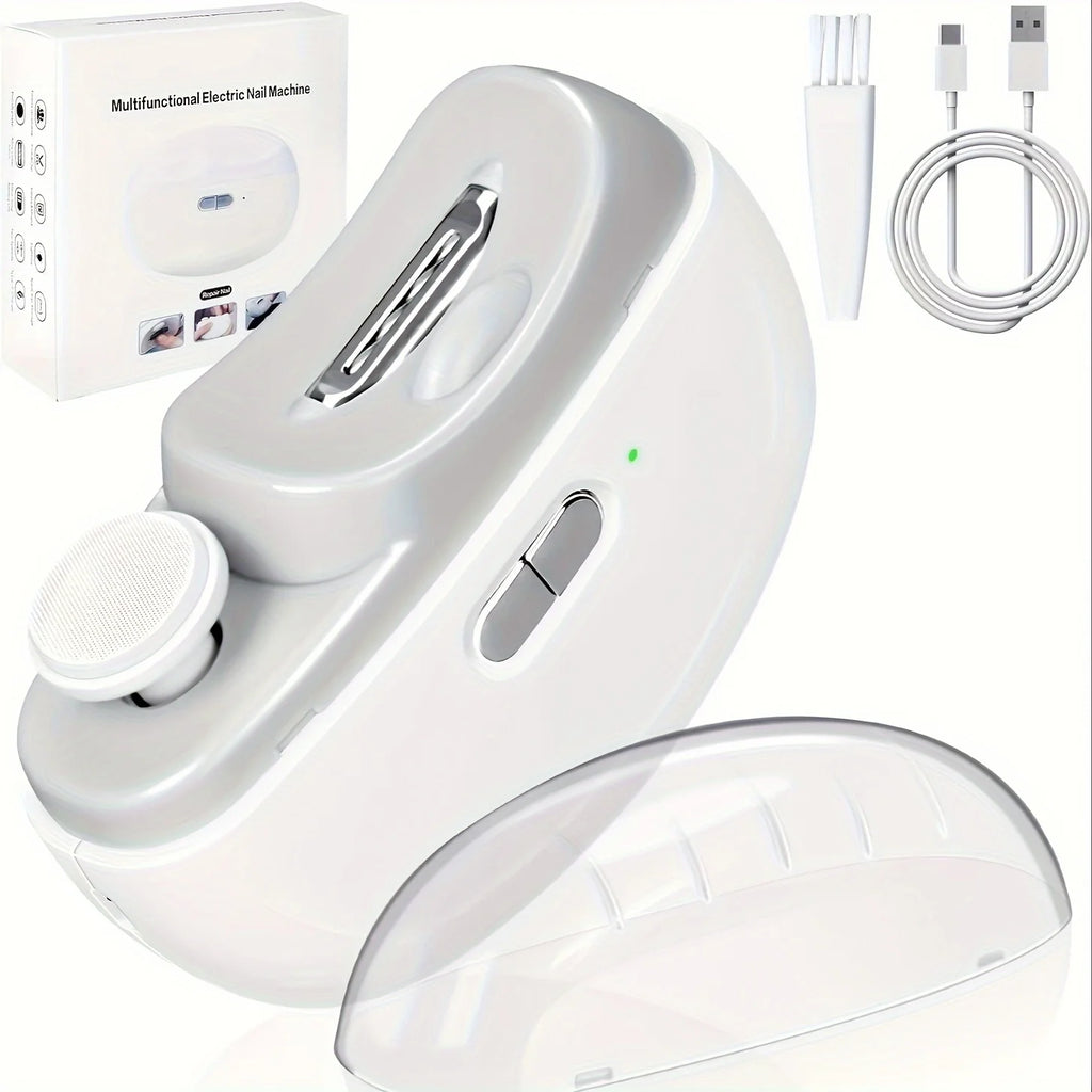 Electric Nail Care Tool Options with Clipper, Polisher and Shaping References, White, Pink or Purple Selections for Adult At-Home Manicure Routines