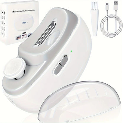 Electric Nail Care Tool Options with Clipper, Polisher and Shaping References, White, Pink or Purple Selections for Adult At-Home Manicure Routines