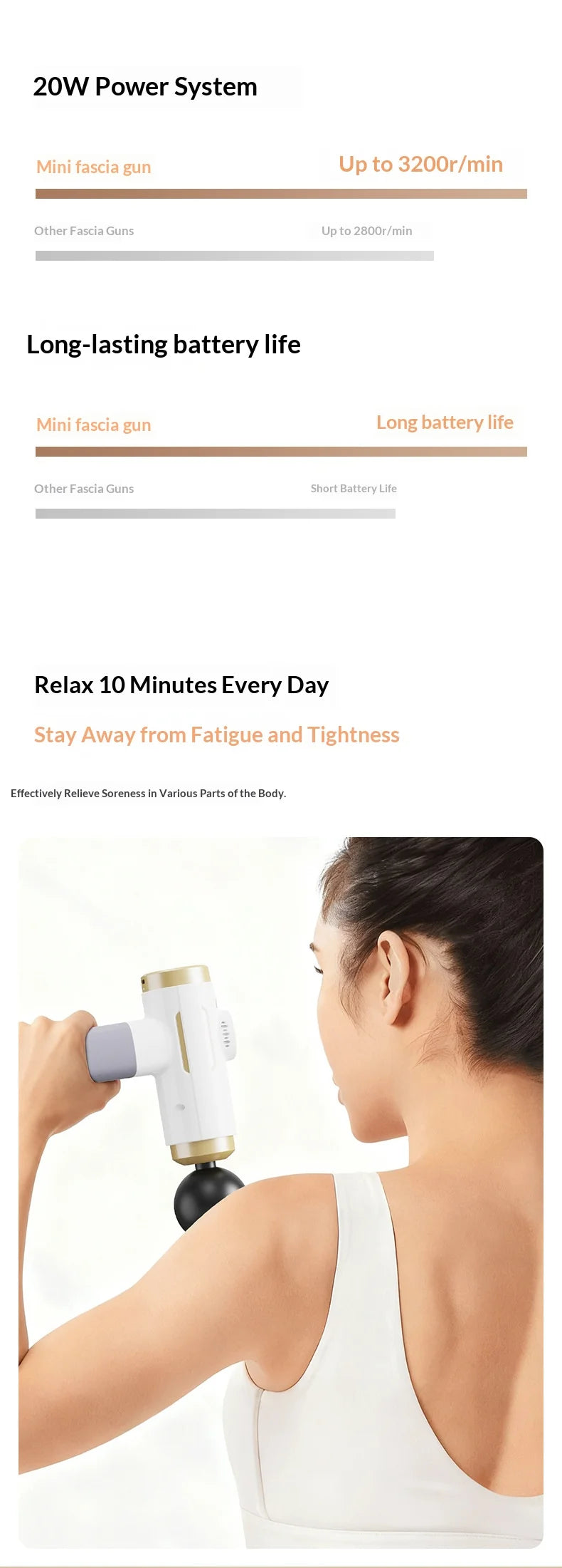 99-Level Electric Body Massager with Listed 11-in-1 Design, High-Frequency Vibration Personal-Care Device in Black or White with USB Type-C Option