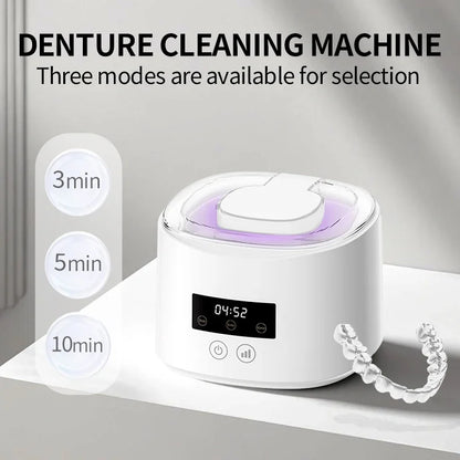 Ultrasonic Retainer Cleaner with Listed 45kHz Frequency, Black Portable Dental Cleaning Pod for Compatible Removable Dentures, Retainers and Mouth Guards