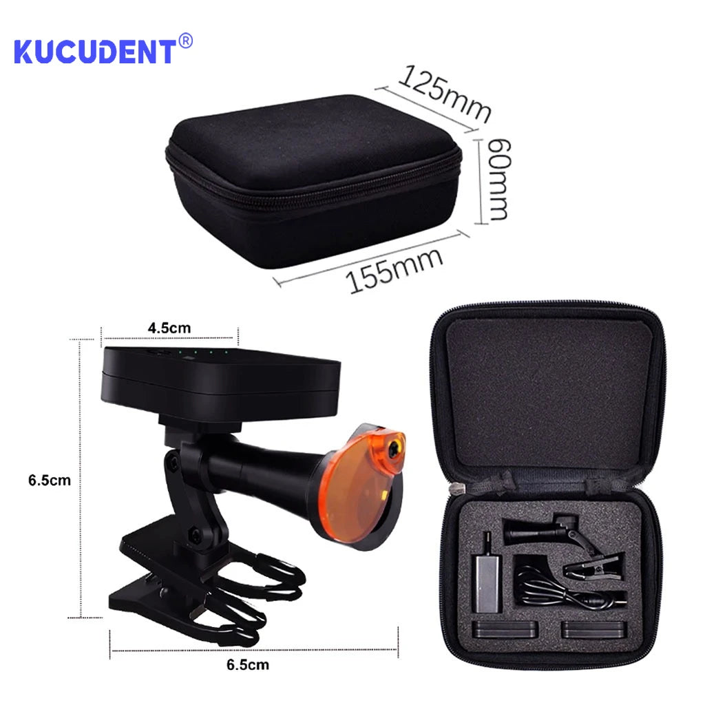 Clip-On Dental LED Headlight with Listed 5W Output, Rechargeable Wireless Loupe Light with Adjustable Brightness, Optical Filter and US or EU Plug Options