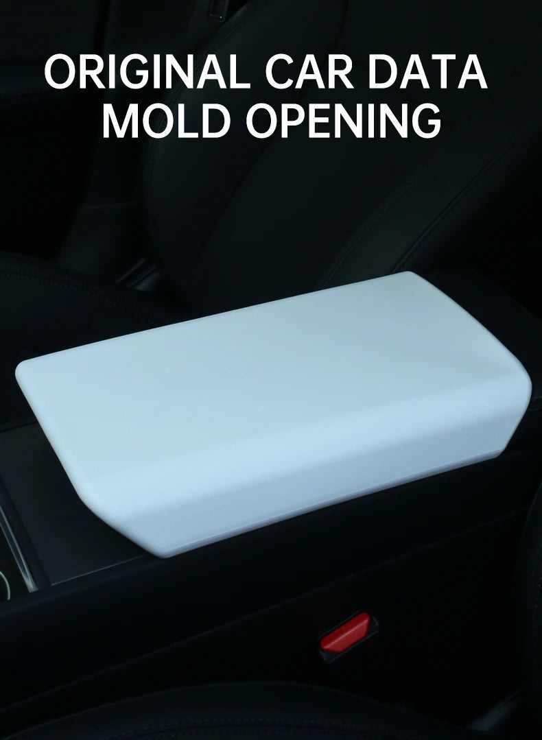 Tesla Console Lid Protector in TPE for Listed 2024 Model 3 Highland and 2025 Model Y Juniper, Soft Armrest Cover in Black or White Interior Options