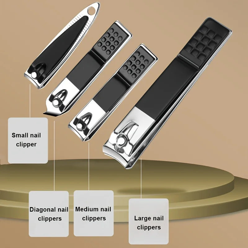 Manicure Grooming Set with Stainless Steel Tool and PU Case References, 24pcs Black-Brown Option for Adult Personal Nail Trimming and Pedicure Care