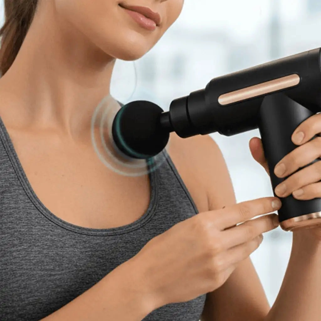 Compact Travel Massage Gun with Type-C Charging, Handheld Electric Massager in Black or Grey Button and LCD Models for Home and Post-Exercise Relaxation