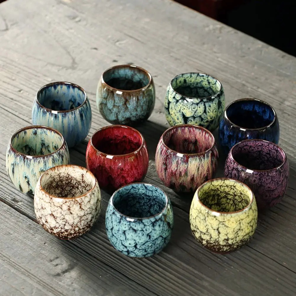 Japanese Style Ceramic Tea Cup with 110ml Capacity, Single Small Coffee and Espresso Cup in Eight Color Options for Home Tea Rituals and Kitchen Gifts
