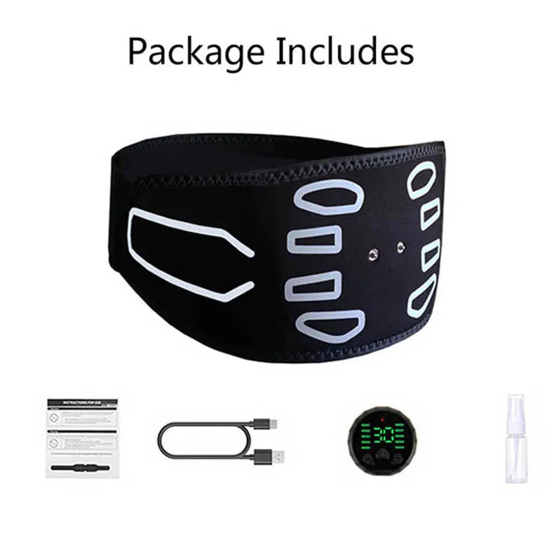 Abdominal Toning Belt with 10 Modes and 30 Intensity Levels, Type-C Charging Abs Trainer Set with Controller, Manual and Spray Bottle for Adult Home Fitness