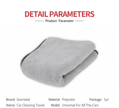 Car Drying Microfiber Towel 60 x 40cm, Single Absorbent Polyester Cleaning Cloth with Double-Sided Coral Fleece Texture for Auto Detailing and Window Care