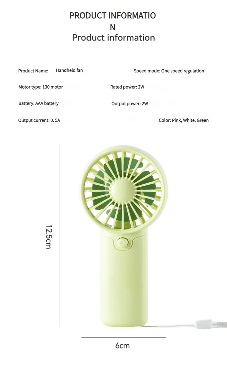 AAA Battery Mini Handheld Fan by MEET SUN, Compact Pocket Personal Fan in White, Pink or Green for Travel and Summer Outings, Batteries Not Included