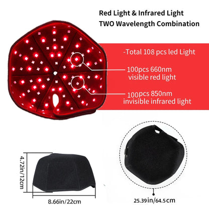 LED Scalp Light Hat with Listed 660nm Red and 850nm Near-Infrared Wavelengths, Three Modes, 20-Minute Auto Shutoff and With-Box or No-Box Options