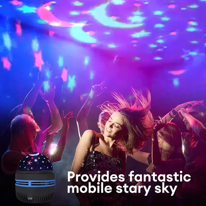 LED Moon and Star Projector with RGB Color Changes and Removable Lampshade, DC 5V Magic Ball Night Light with USB Cable for Bedroom and Home Decoration
