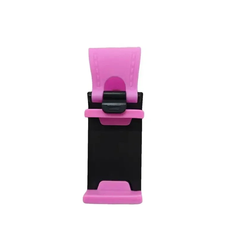 Steering Wheel Phone Holder for Parked Use, Telescopic Hook Clip with Soft Pads for Devices 50–80mm Wide and 6–18mm Thick in Five Colors
