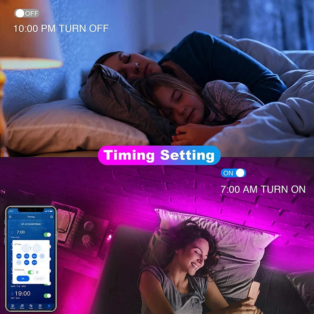 5050 LED Strip Lights with Bluetooth App and Remote Control References, Flexible Ribbon in 1m, 2m, 3m or 5m for TV Backlighting and Game Room Decor