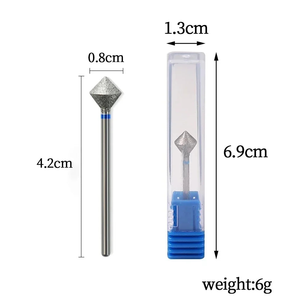 Diamond Cuticle Nail Drill Bit with 3/32-Inch Shank, Single Rotary Manicure Burr in Green or Blue Options for Compatible Electric Nail File Machines
