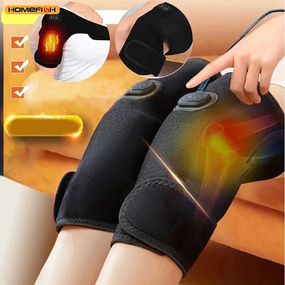 Plug-In Heated Shoulder Wrap with Adjustable Strap, Neoprene Material and Listed Graphene Heating and Pulse Vibration, HeatMassage Option Without Built-In Battery