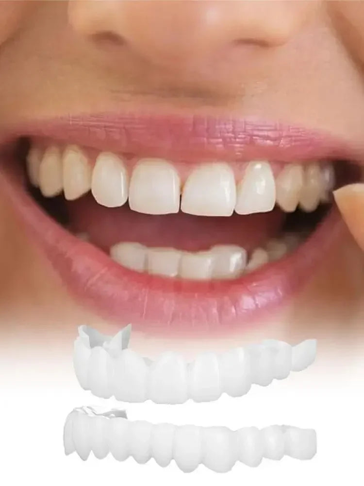 Temporary Cosmetic Teeth Covers, One Upper and Lower Pair with Listed Heat-Moldable Design for Adult Smile Appearance, Dental Fit Review Before Use