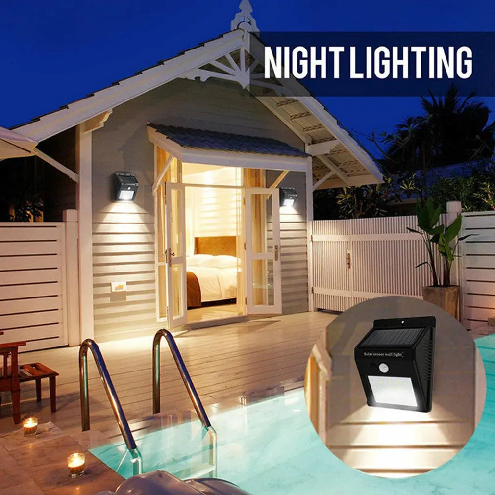 Outdoor Solar Wall Light Options for Garden Fences, Courtyards and Exterior Walls, with Listed 6-LED Non-Sensor and 30-LED PIR Motion Sensor Designs