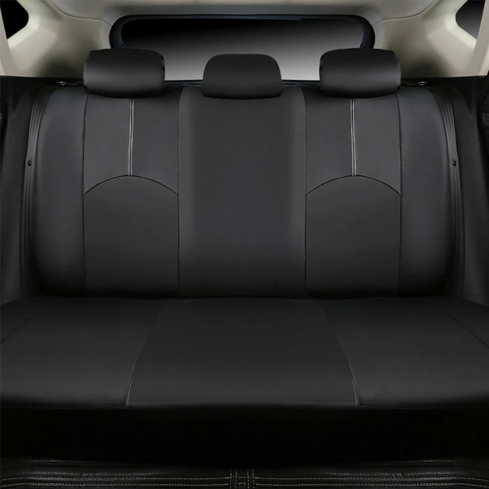 PU Leather Car Seat Cover Set, Nine-Piece Layout with Five Headrest Covers, Two Front Seat Covers and Separate Rear Bench Pieces for Compatible Interiors