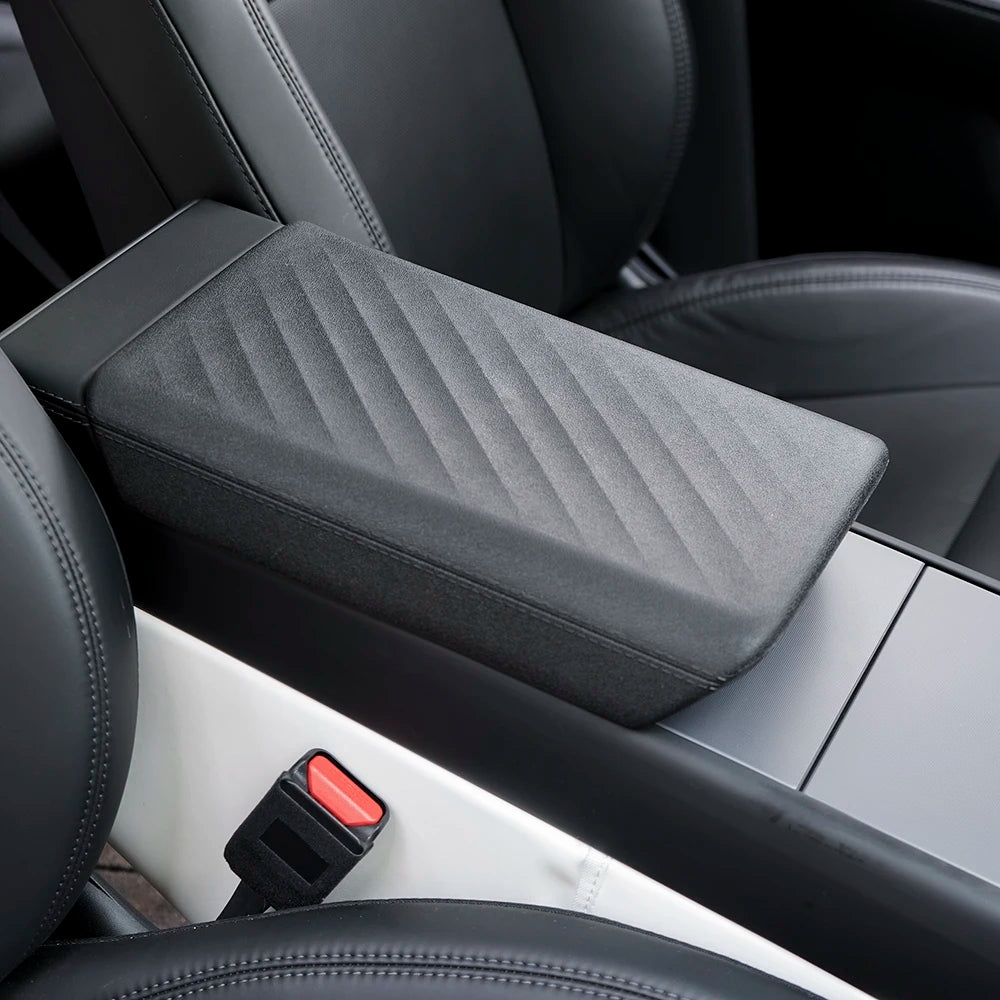 TPE Center Console Armrest Cover by TEKSY for Listed Tesla Model 3 Highland 2024–2026 and Model Y Juniper 2025–2026, Black, White and NEW Version Options