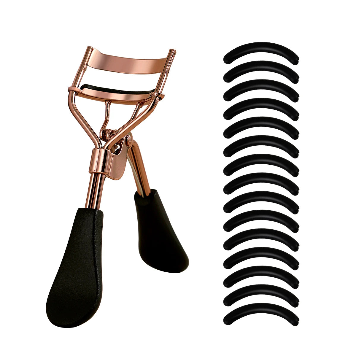 Stainless Steel Eyelash Curler with 15 Silicone Pads, Portable Lash Curling Tool in Seven Color Options for Everyday Makeup and Travel Beauty Kits