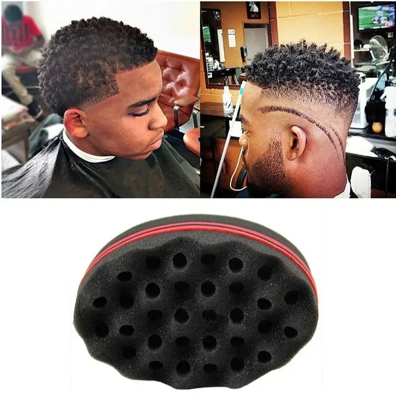 Twist Hair Sponge Styling Selection with Curling Brush, Grid Comb and Metal Hair Pick References, Three Coded Options for Personal Hair Shaping and Grooming
